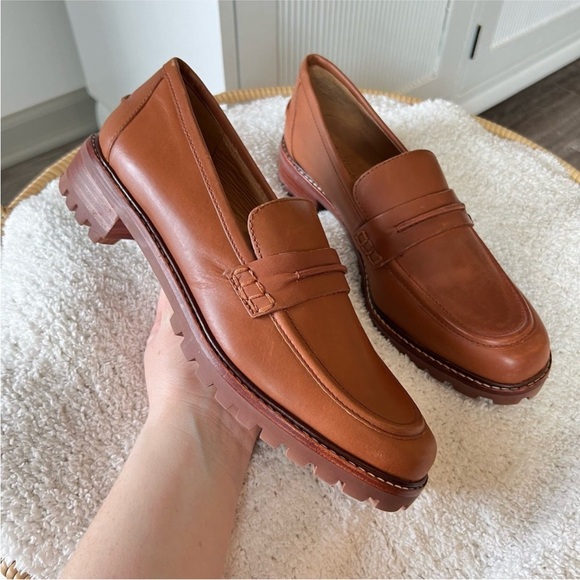 Madewell Shoes - Madewell Brown Leather Lug Sole Penny Loafers